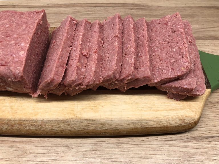 Scottish Square Sausage sliced and ready to cook.