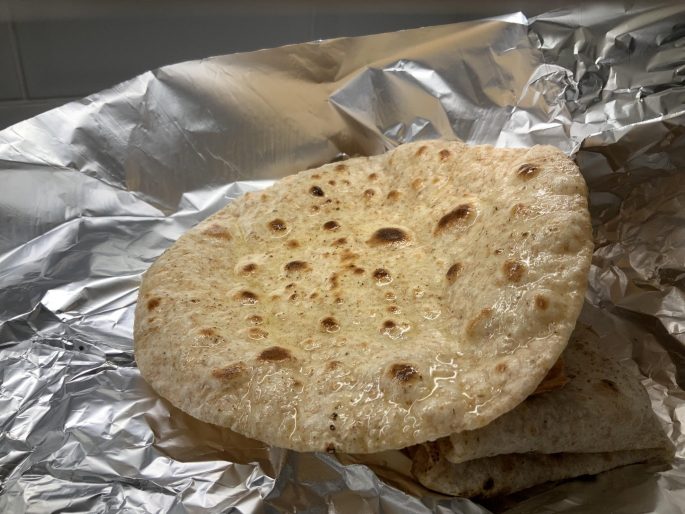 Four Ingredient Plain Chapati (Indian Restaurant Style) An Indian restaurant style four ingredient plain chapati topped with ghee.