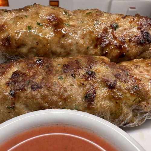 Indian restaurant style lamb seekh kebab.