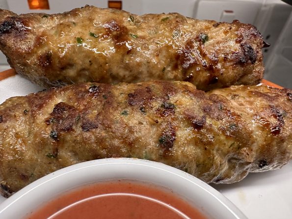 Indian restaurant style lamb seekh kebab.