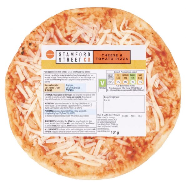 A supermarket own brand cheese pizza that can be used for pizza crunch.